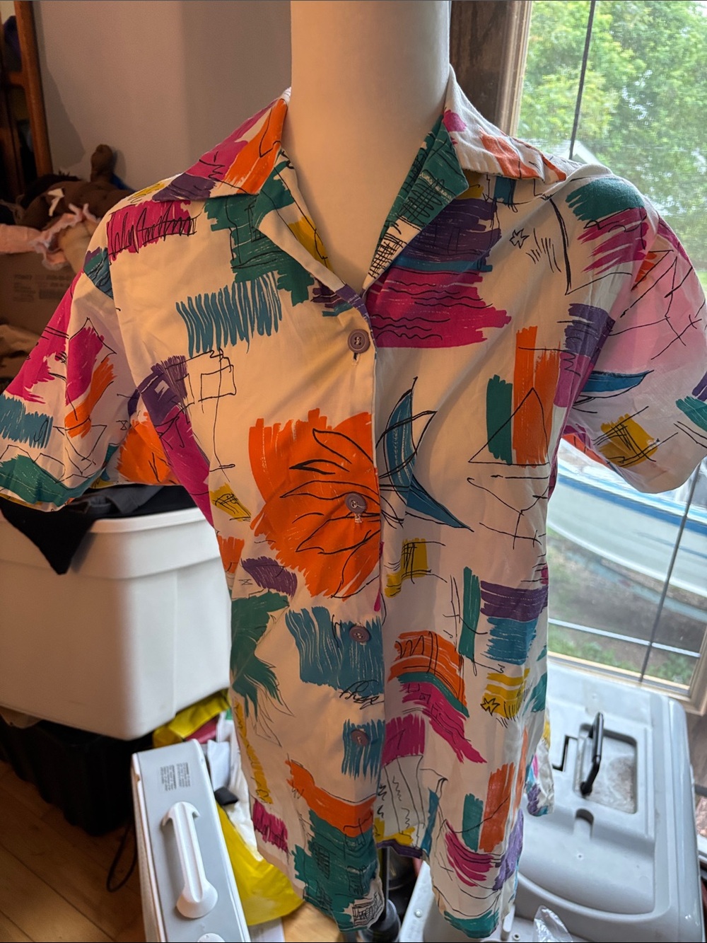 Vintage Retro 80's multi colored shirt